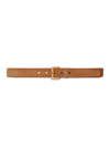 Saint Laurent Women's Cassandre Belt With Square Buckle In Suede In Earth