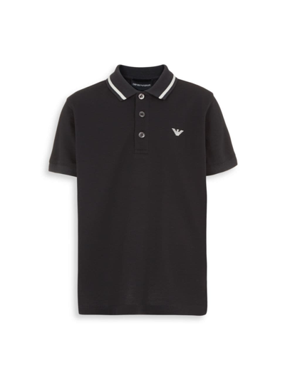 Emporio Armani Kids' Little Boy's & Boy's Embroidered Logo Polo Shirt In Black