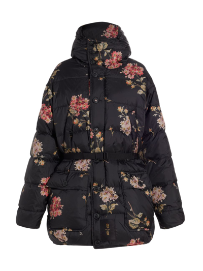 R13 Upside-down Coat In Floral On Black