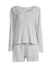 Eberjey Women's Two-piece Cozy Waffle Henley & Shorts Set In Grey Stone