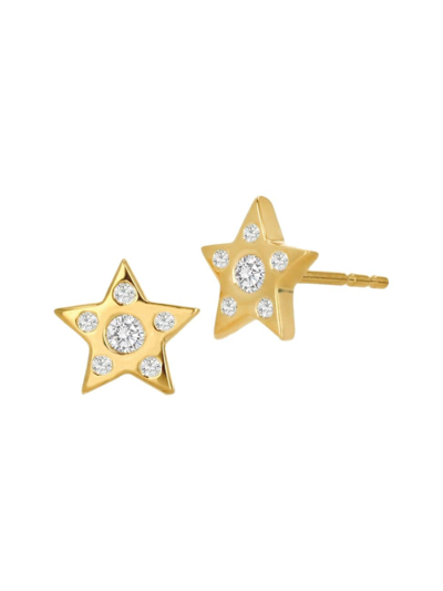 Rachel Reid Jewelry Women's 14k Yellow Gold & 0.11 Diamond Star Earrings