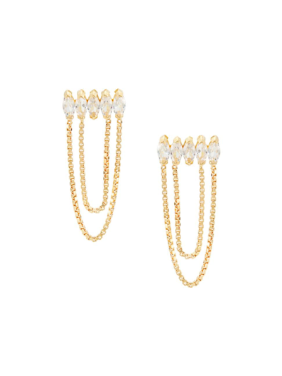 Jennifer Zeuner Jewelry Women's Rocky 14k-gold-plated & White Sapphires Chain Earrings