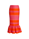 Brandon Maxwell Peplum Cotton-silk Pencil Skirt In Orange Pop Pink Lemonade