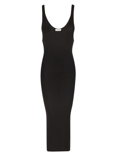Saint Laurent Women's Tank Top Dress In Ribbed Silk Jersey In Noir