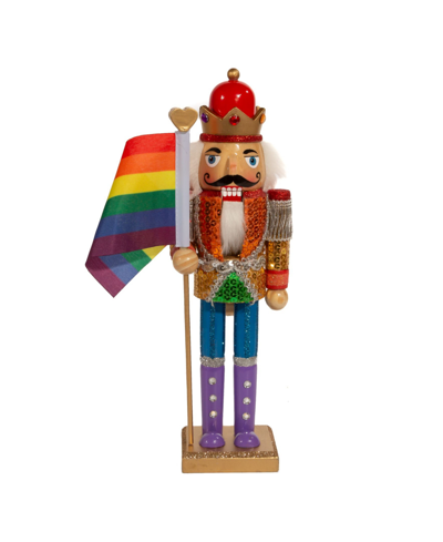 Kurt Adler 12" Wooden Gay Pride Nutcracker In Multicolored