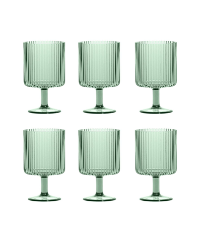 Tarhong Mesa Stacking Goblet Premium Acrylic Glasses, Set Of 6 In Sage Green