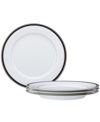 Noritake Austin Platinum Set Of 4 Dinner Plates In White Black