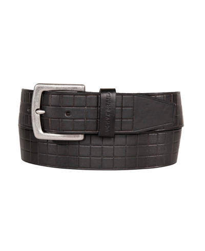 Lucky Brand Men's Grid Tooled Embossed Leather Belt In Black