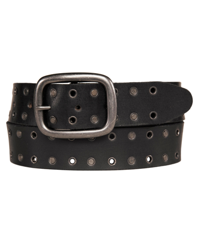 Lucky Brand Men's Grommet And Stud Leather Belt In Black