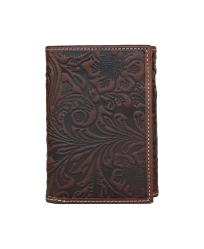 Lucky Brand Men's Western Embossed Leather Trifold Wallet In Brown