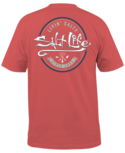 Salt Life Men's Playin Hookie Logo Graphic T-shirt In Burnt Coral