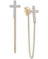 WRAPPED DIAMOND CROSS CHAIN FRONT TO BACK DROP EARRINGS (1/4 CT. T.W.) IN 10K GOLD, CREATED FOR MACY'S