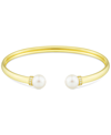 HONORA CULTURED FRESHWATER PEARL (8MM) & DIAMOND (1/20 CT. T.W.) CUFF BANGLE BRACELET IN 14K GOLD-PLATED ST