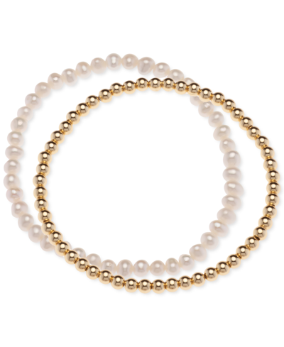 Macy's 2-pc. Set Cultured Freshwater Pearl (4-1/2 In Gold Over Silver