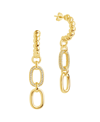 Sterling Forever Cubic Zirconia Andi Drop Hoop Earrings In Gold-plated