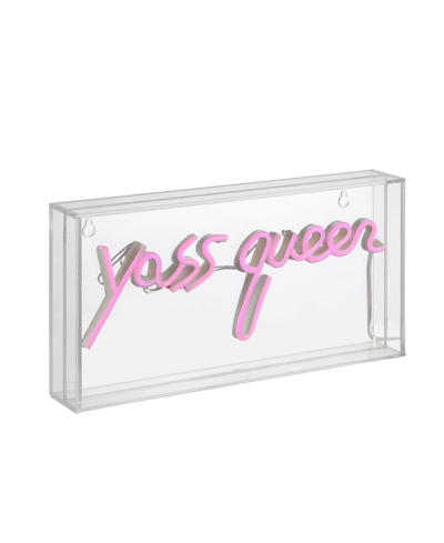 Jonathan Y Yass Queen Contemporary Glam Acrylic Box Usb Operated Led Neon Light In Pink