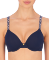 Natori Pure Luxe Underwire T-shirt Bra In Midnight Navy/antique Peach