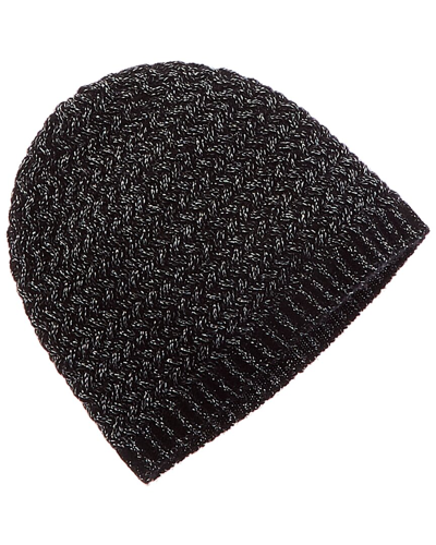 Sofiacashmere Lurex Lattice Stitch Cashmere-blend Hat In Black
