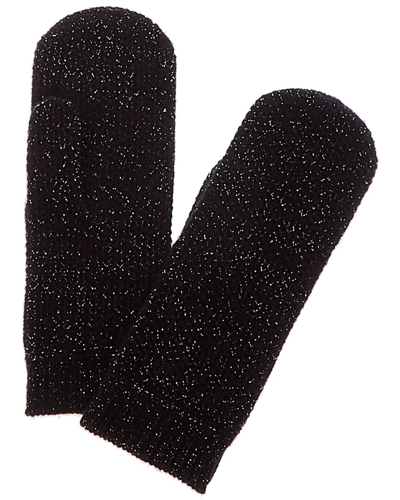 Sofiacashmere Honeycomb Lurex Cashmere Mittens In Black