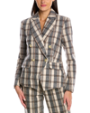 Alexia Admor Classic Double-breasted Wool-blend Blazer In Brown