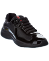 Prada Men's America's Cup Patent Leather Patchwork Sneakers In Black