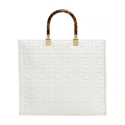 NEW FENDI Sunshine Shopper Tote Medium Black White Shoulder Bag Purse NWT  $3100