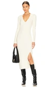 Lblc The Label Zoe Rib-knit Long-sleeve Midi Dress In Ivory