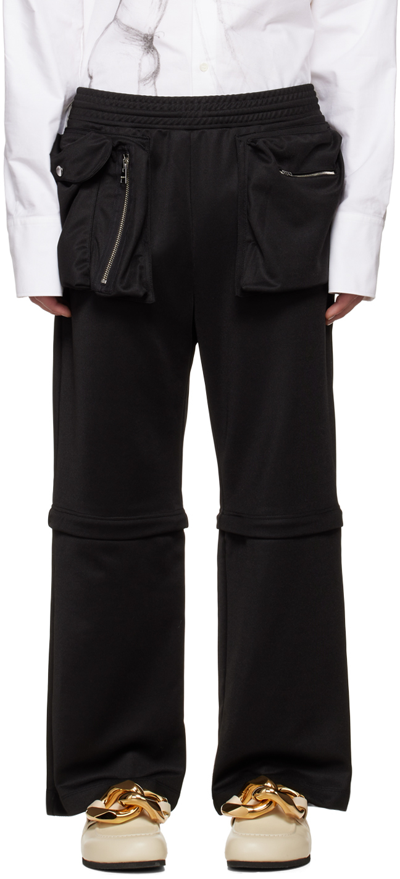 Jw Anderson Convertible Utility Relaxed-fit Straight-leg Woven Trousers In Black