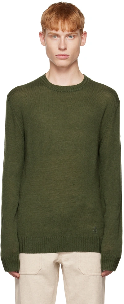 Jil Sander Khaki Crewneck Sweater In 315 - Medium Green