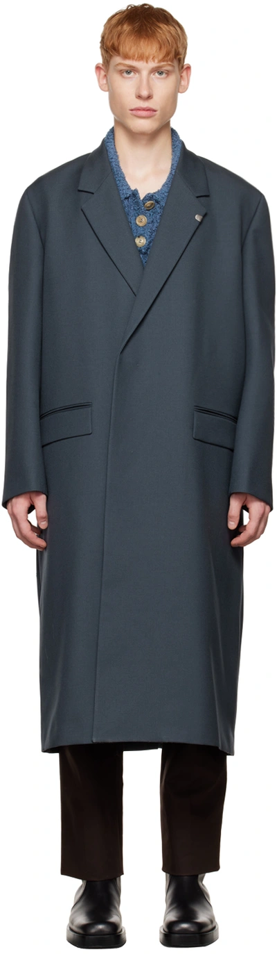 Jil Sander Blue Notched Coat In 022 - Avio Blue