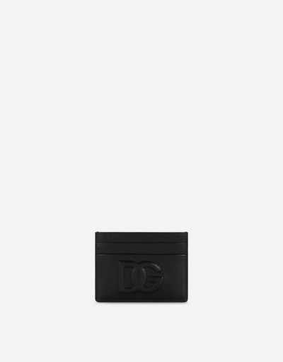 Dolce & Gabbana Calfskin Card Holder With Dg Logo In Black