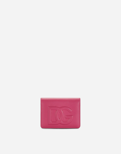Dolce & Gabbana Calfskin Wallet With Dg Logo In Lilac