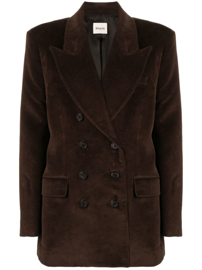 Khaite Tanner Oversized Double-breasted Cotton-corduroy Blazer In Brown