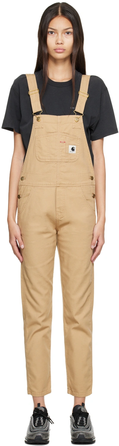 Carhartt Khaki Bib Dungarees In Dusty H Brown