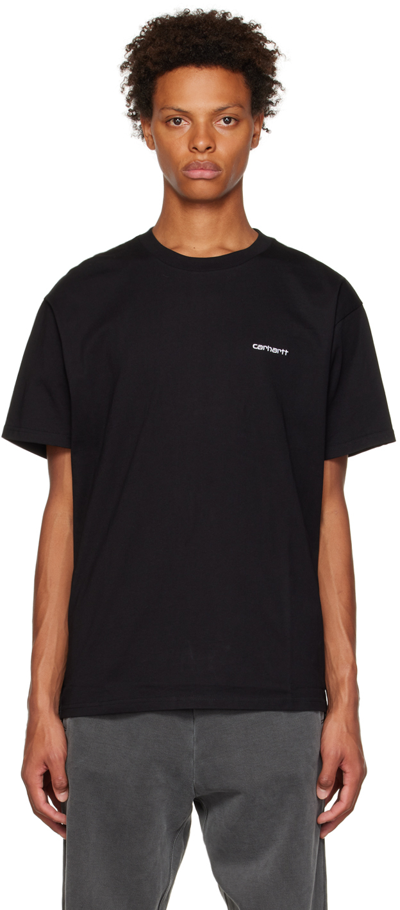 Carhartt Black Script T-shirt In 0d2xx Black / White