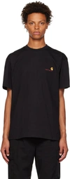 Carhartt Mens Black American Script Logo-embroidered Cotton-jersey T-shirt In Tobacco