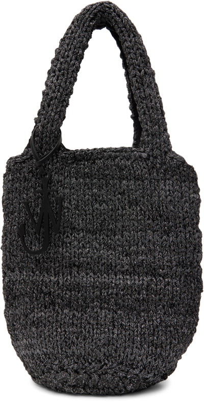 Jw Anderson Knitted Shopper Tote Bag In Black
