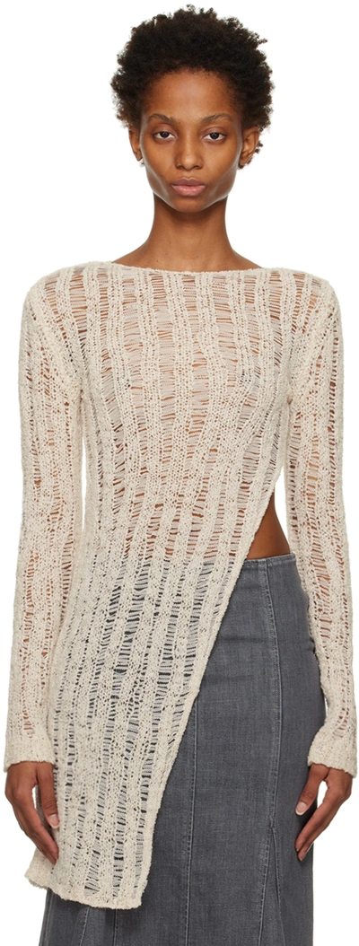 Paloma Wool Spritz Loose Stitch Asymmetric Tunic Sweater In Ecru