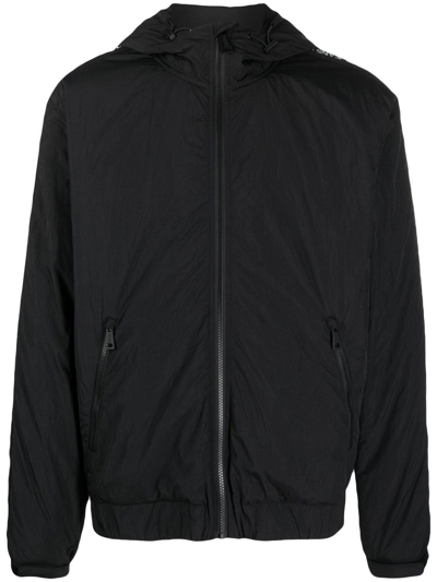 Versace Jeans Couture Logo-tape Hooded Jacket In Schwarz
