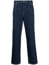 Charles Jeffrey Loverboy Etchen-print Bootcut Jeans In Blue
