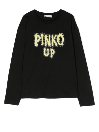 Pinko Logo-print Long-sleeve T-shirt In 黑色
