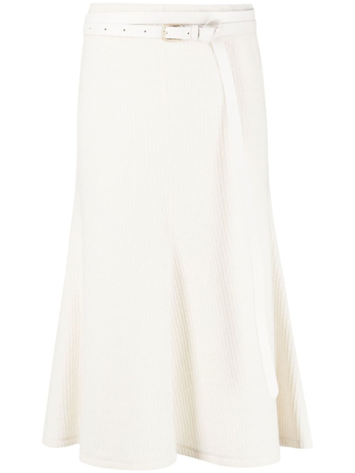 Chloé Ruffled Belted Midi Dress In 中性色