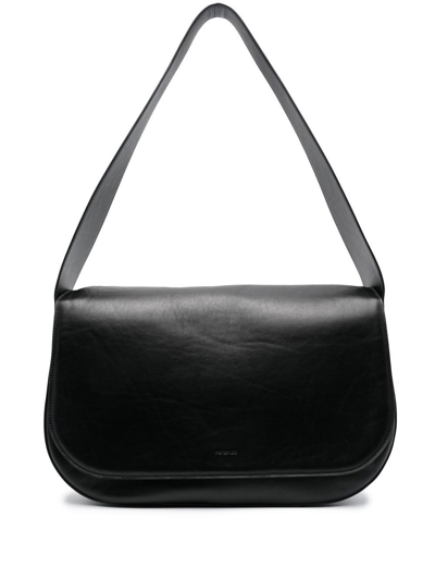 Peter Do Debossed-logo Leather Shoulder Bag In 黑色