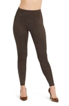 Spanx High Waist Faux Suede Leggings In Chocolate Brown