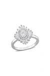 Delmar Sterling Silver Created White Sapphire Statement Ring In Silver