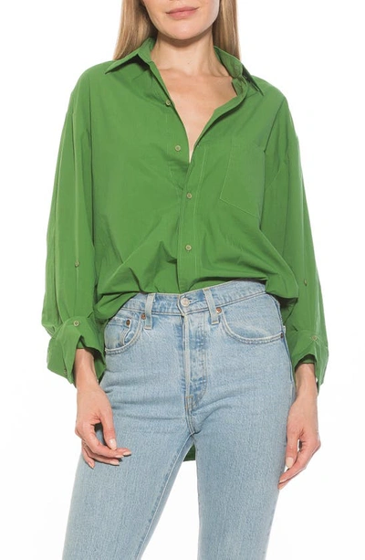 Alexia Admor Amber Classic Boyfriend Fit Button-up Shirt In Bright Green