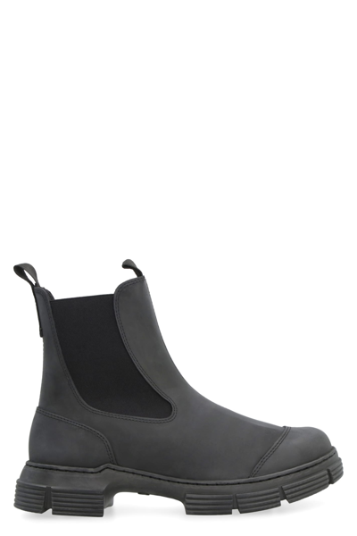 Ganni Rubber Chelsea Boots In Black