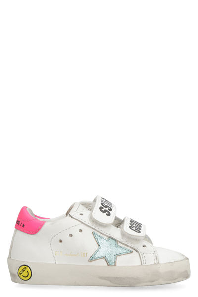 Golden Goose Kids' Old School Round Toe Sneakers In White Mint Fluo Fuxia