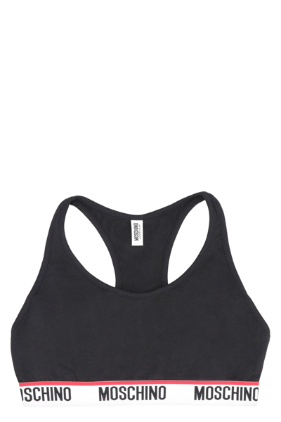 Moschino Logo-band Bra Top In Black Archived