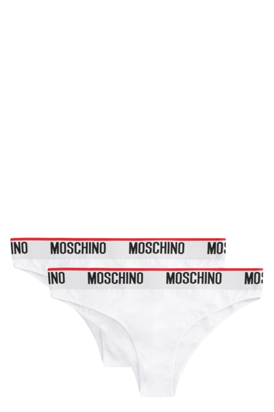 Moschino Brazilian Logo裤腰三角内裤（两件装） In White